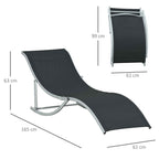Outsunny Set of 2 Folding Garden Loungers in Aluminum and Texteline, 61x165x63 cm, Black