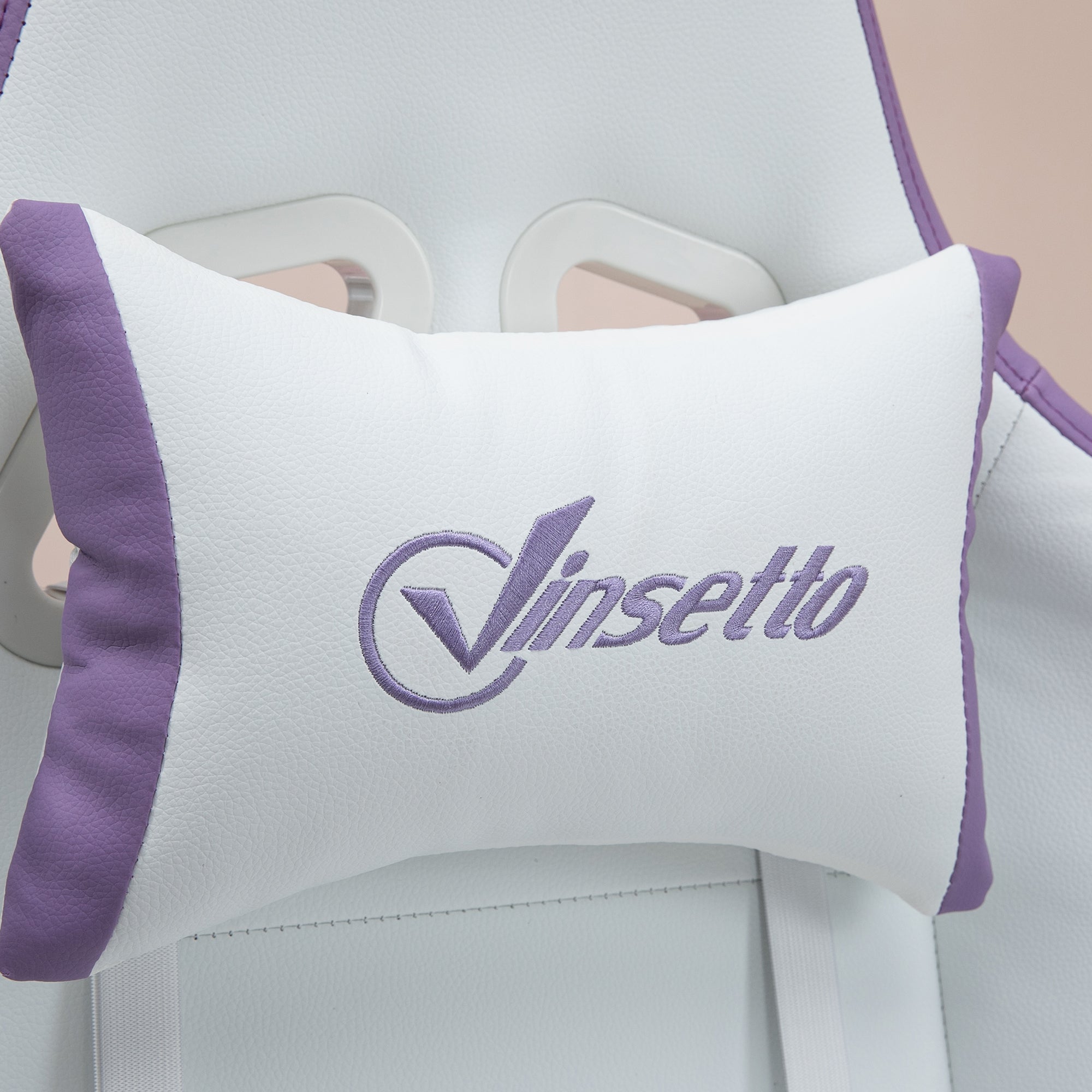 Gaming Chair with Adjustable Height and Reclining Backrest, 65x65x121-129 cm, White and Purple