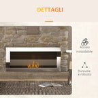 Stainless Steel Bioethanol Fireplace, 2.5h Burn Time with 1.5L Tank and 20m² Coverage, 90x16x40 cm, Silver