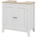 kleankin U-shaped bathroom vanity unit with adjustable internal shelf, in MDF, 60x30x60 cm, white and wood color - Borgè