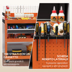 Tool Cart with Side Handle, Drawer and 3 Steel Shelves, 82x35x76 cm, Orange