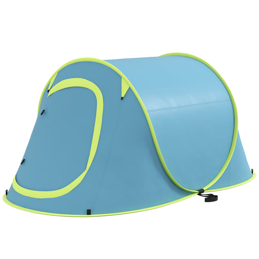 Outsunny Waterproof Pop Up Camping Tent with Accessories and Transport Bag, 245x148x105 cm, Blue - Borgè