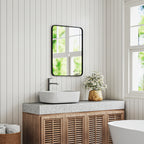 HOMCOM Bathroom Mirror with Metal Frame and Hook, 60x2.5x80 cm, Black