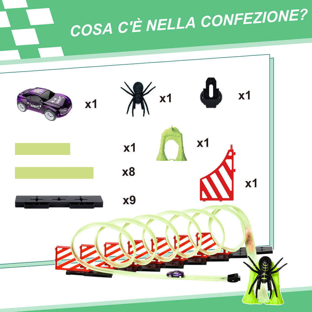 HOMCOM Toy Car Track Set with Light Effects and Toy Car, for Children Ages 3-6, 86x67x21cm
