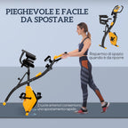 Folding Exercise Bike with 8-Level Magnetic Resistance, Heart Rate Sensor, 2.5kg Flywheel, Yellow