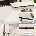Outsunny 3x4m Waterproof Polyester Garden Gazebo Cover Replacement Roof, Beige
