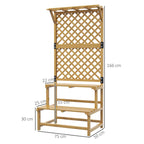 Outsunny Planter with Trellis for Climbing Plants, 2 Shelves and Top Bar, in Fir Wood, 75x50x166 cm, Yellow
