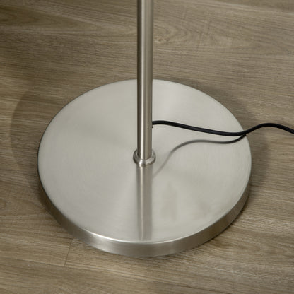 HOMCOM Modern Floor Lamp with 3 Light Points in Steel and Glass, Ø27x159 cm, Silver