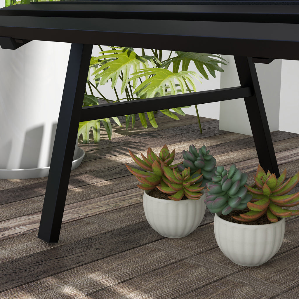 Outsunny Outdoor Bench in 2 -seater Aluminum St slable, 123x67x79cm, Black - Borgè