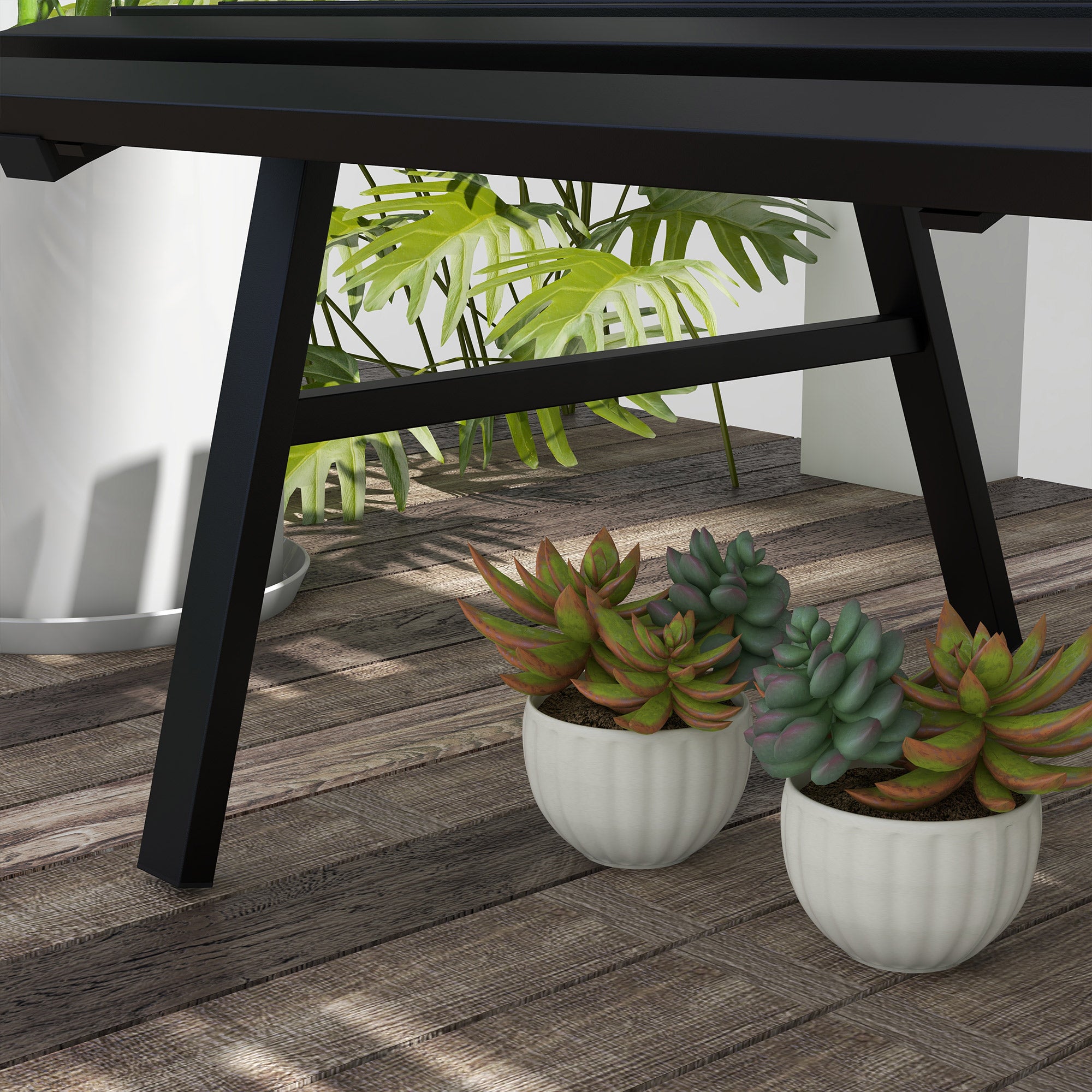 Outsunny Outdoor Bench in 2 -seater Aluminum St slable, 123x67x79cm, Black - Borgè