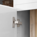 Modern Kitchen Sideboard with Drawer and 3 Cabinets with Adjustable Shelves, 140x40x75 cm, White