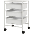 HOMCOM Multipurpose Trolley with 3 Removable Baskets and Wheels for Kitchen and Office in Steel and PP, White - Borgè