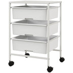 HOMCOM Multipurpose Trolley with 3 Removable Baskets and Wheels for Kitchen and Office in Steel and PP, White - Borgè