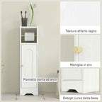 HOMCOM Wooden Toilet Paper Holder Cabinet with Adjustable Internal Shelf, 21x20x79 cm, White
