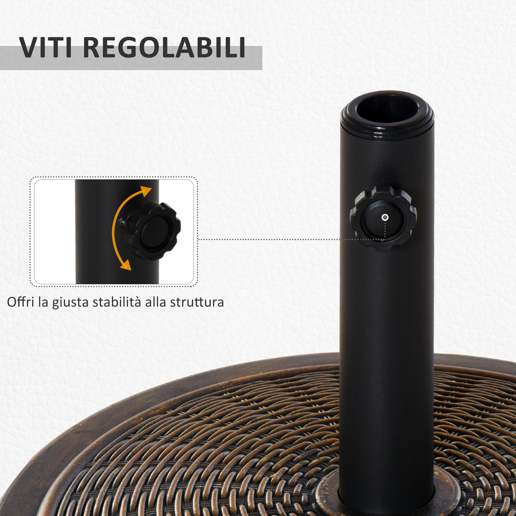 14kg Concrete and Plastic Umbrella Base with Rattan Effect Ø48x34cm, Bronze