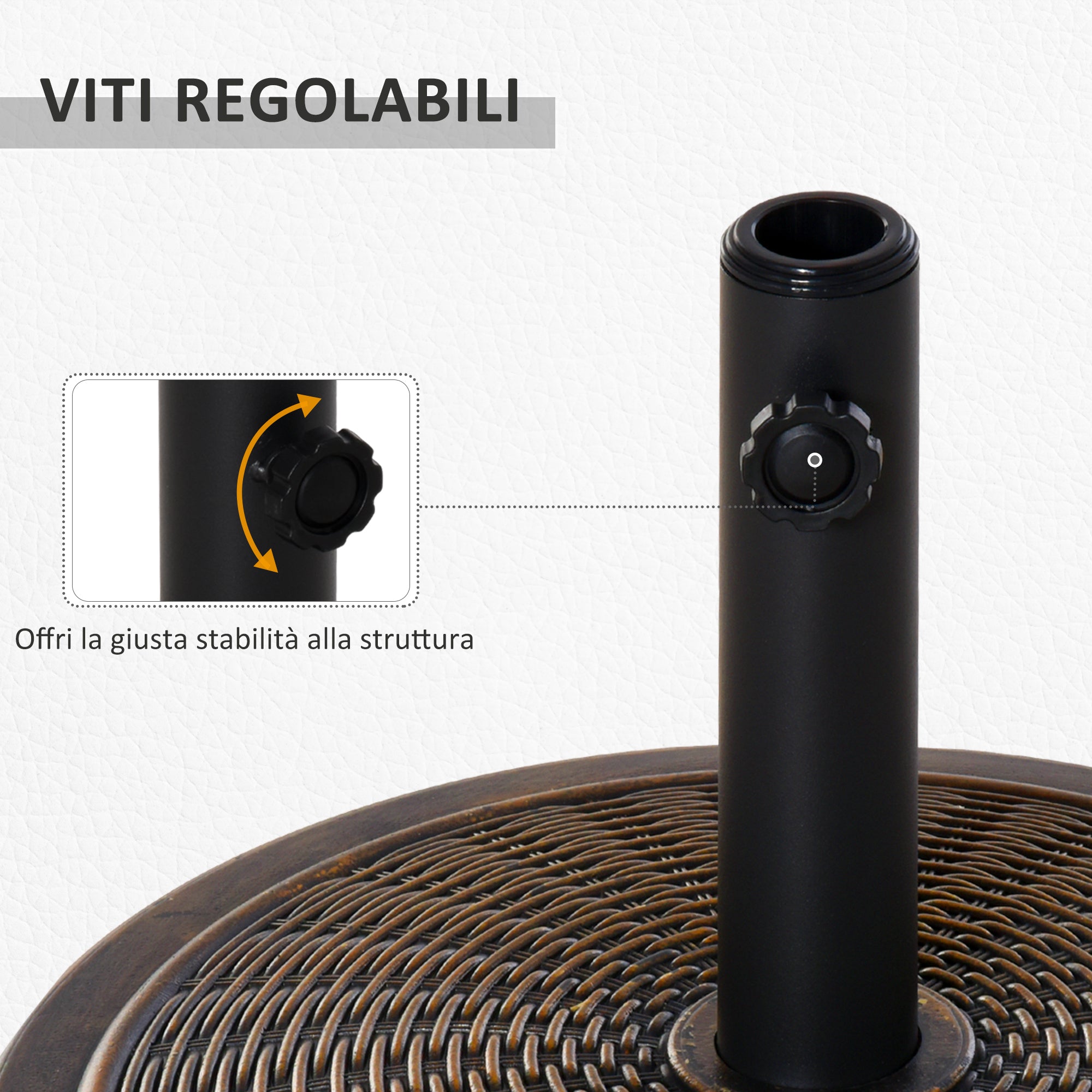 14kg Concrete and Plastic Umbrella Base with Rattan Effect Ø48x34cm, Bronze