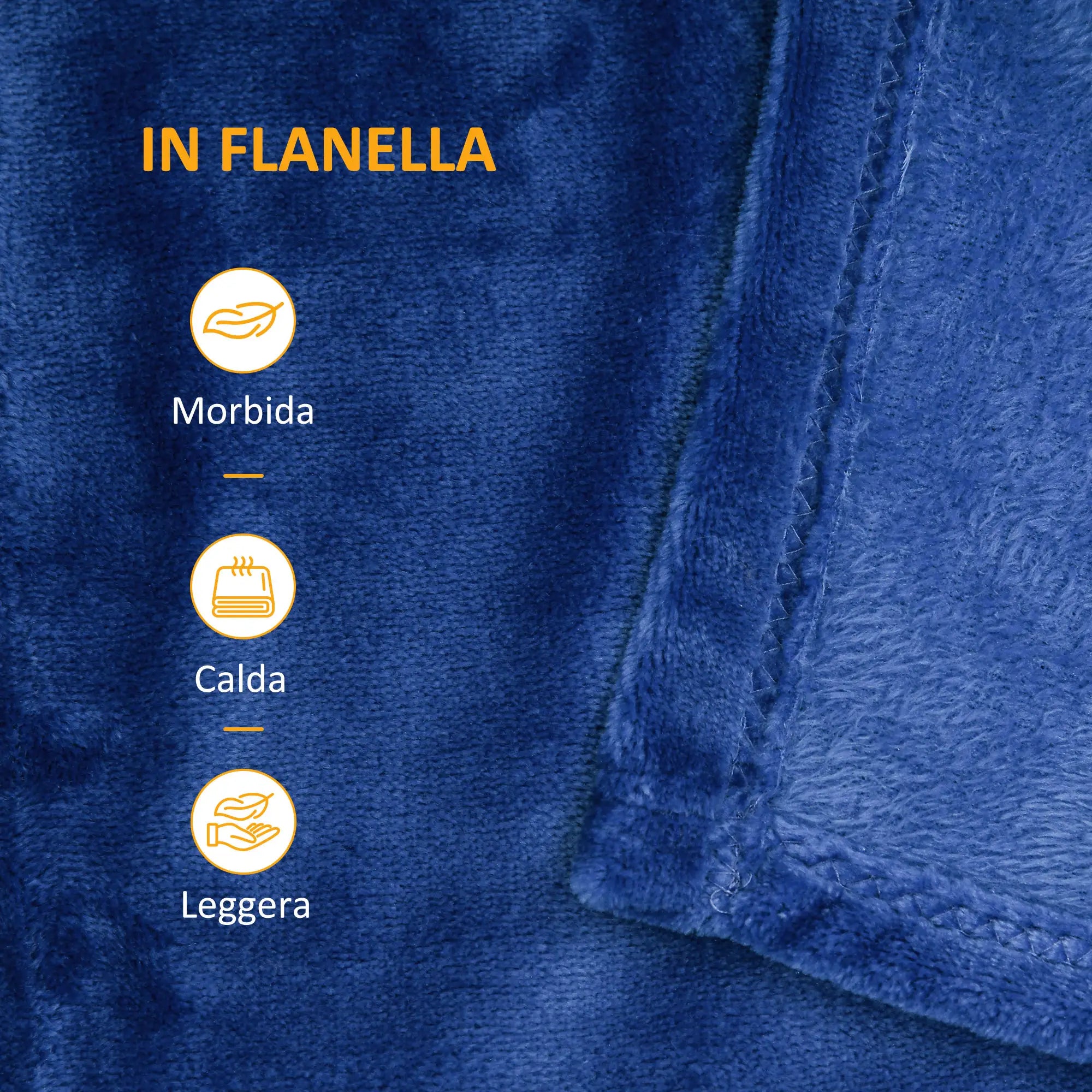 Dark Blue 330 GSM Reversible Flannel Blanket for Indoor and Outdoor Use, 203x152x0.5 cm, Dark Blue