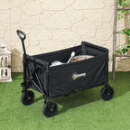 120L Folding Garden Trolley with Opening Panel, in Steel and Polyester, 90x48x62 cm, Black