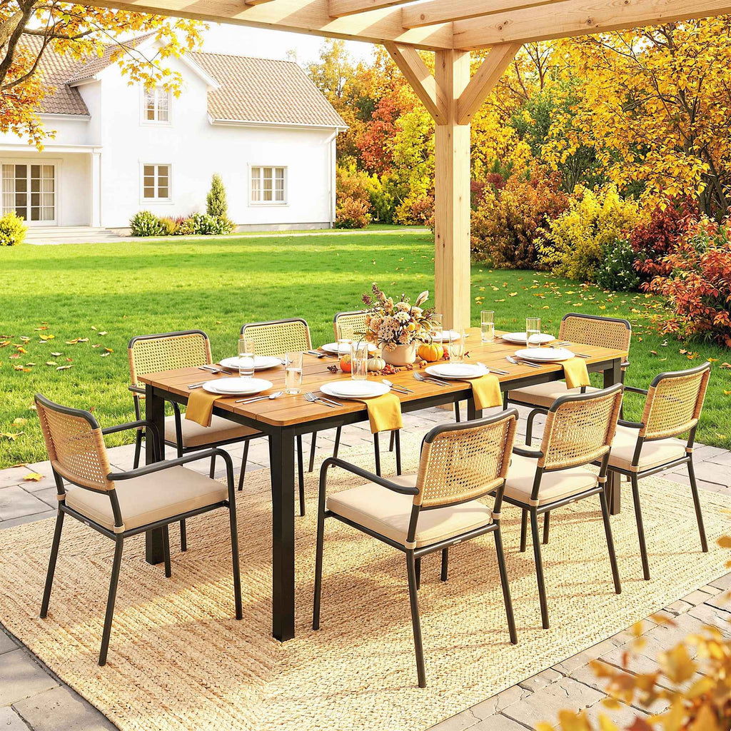 Outsunny Rectangular Garden Table for 6-8 People, Dimensions 180 x 86 cm