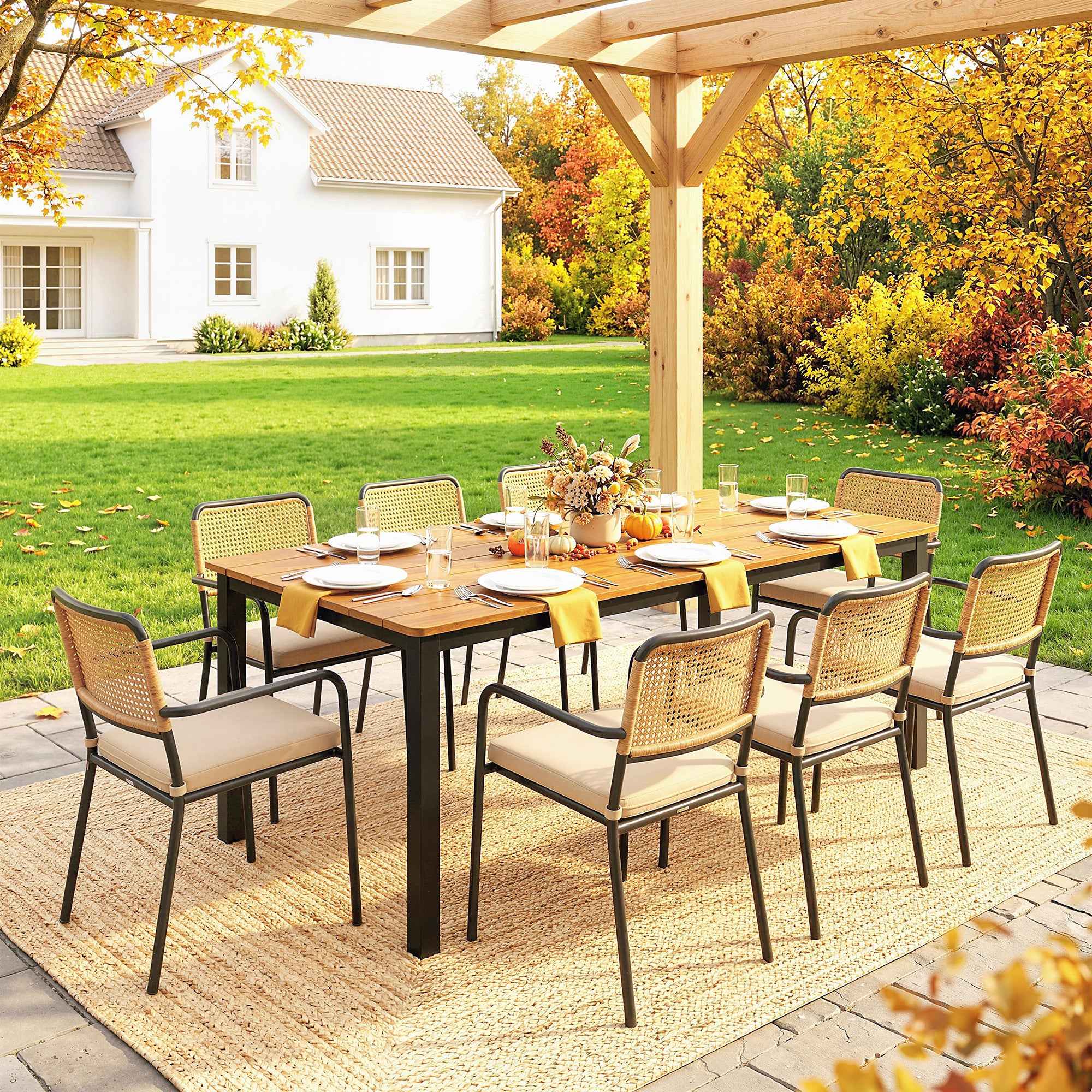 Outsunny Rectangular Garden Table for 6-8 People, Dimensions 180 x 86 cm