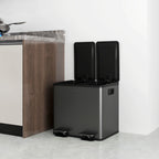 15L 2-Section Rubbish Bin with Silent Closure, Stainless Steel and PP, 41.7 x 36.6 x 43.2 cm, Black