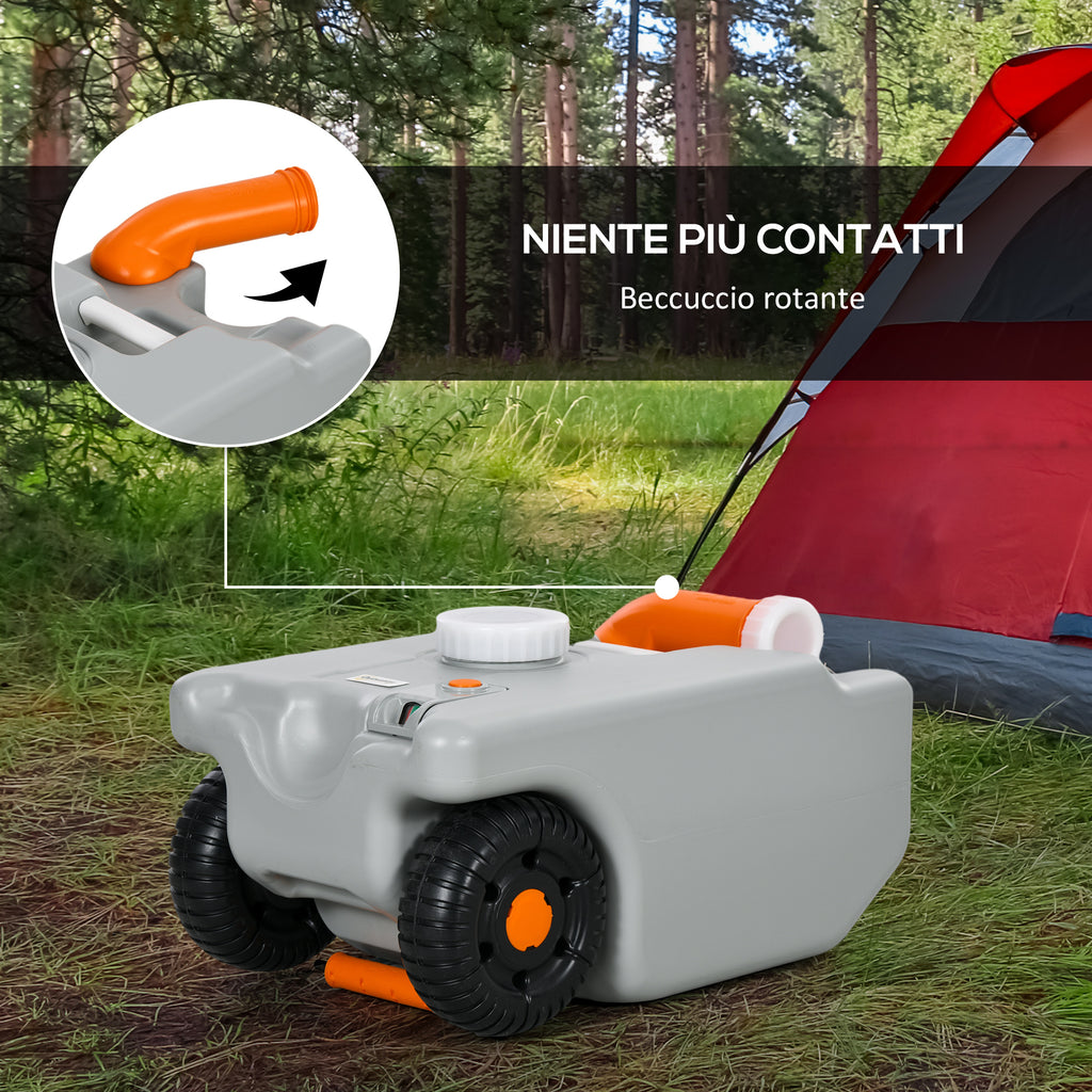 22L Camping Water Tank with Wheels and Handle and Swivel Spout, Gray