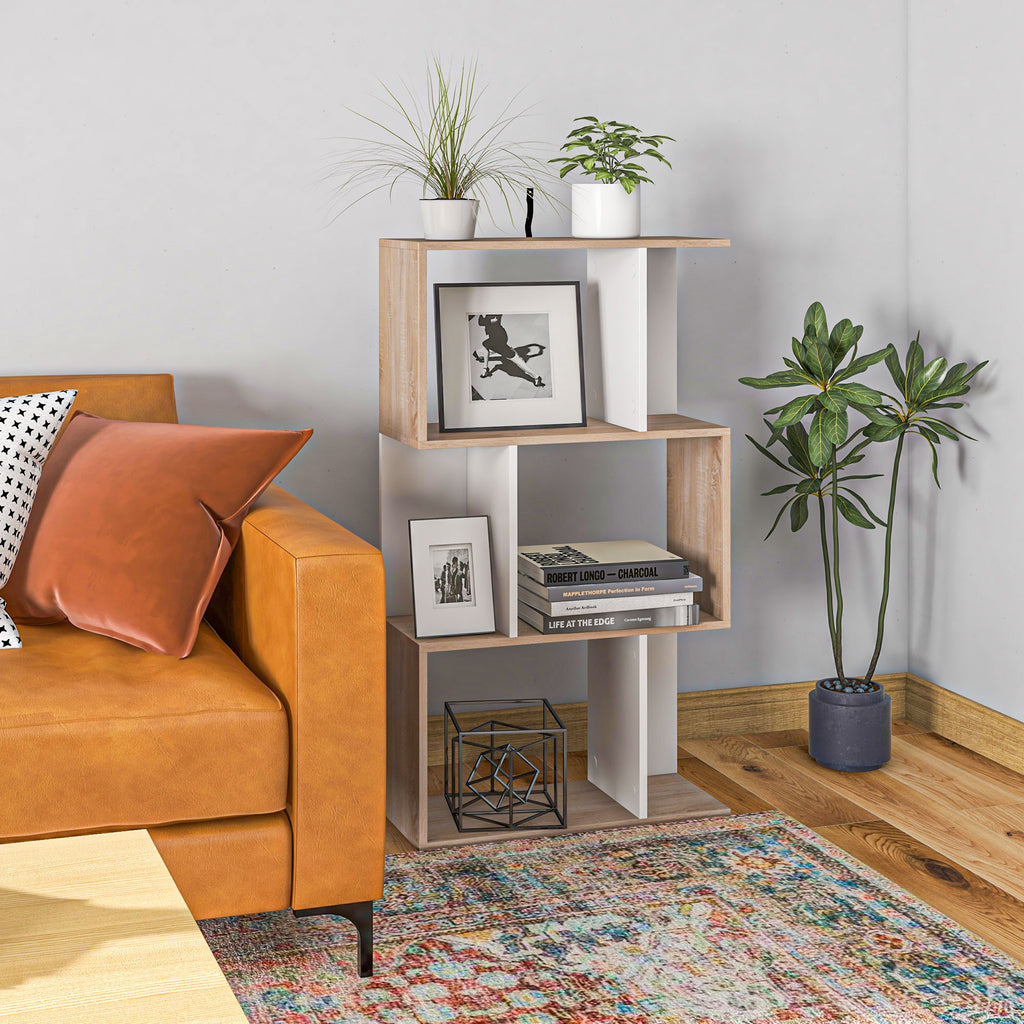 Modern 3-Tier Wooden Office Bookcase, 60 x 24 x 111.4cm
