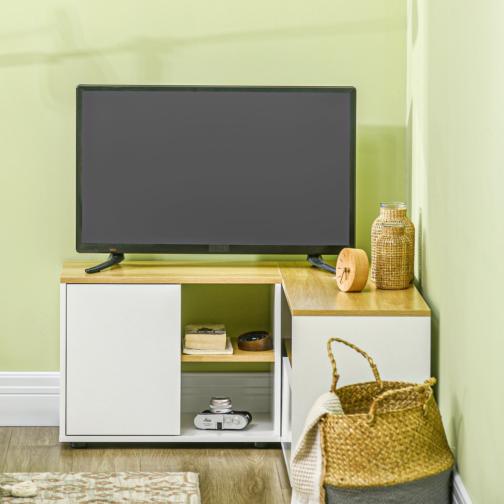 Homcom Mobile TV A L for 40 "TV with 3 open shelves and 2 lockers, in chipboard, 90x90x45 cm - Borgè