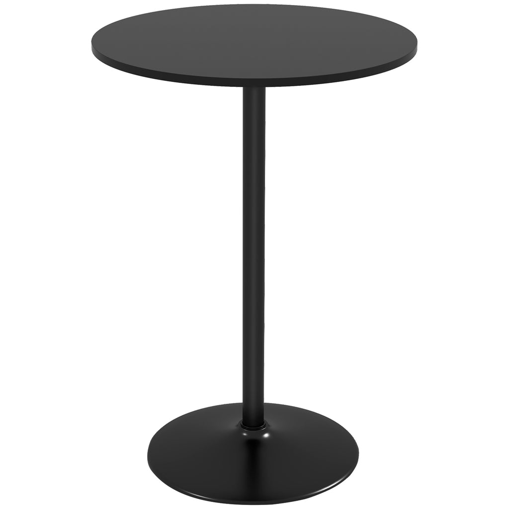 Homcom tall table from modern round bar with steel base and mdf top, Ø70x102cm, black - Borgè