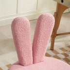 Height-Adjustable Rabbit Ear Desk Chair with Teddy Fleece Cover, Pink, 53x53x70-84 cm