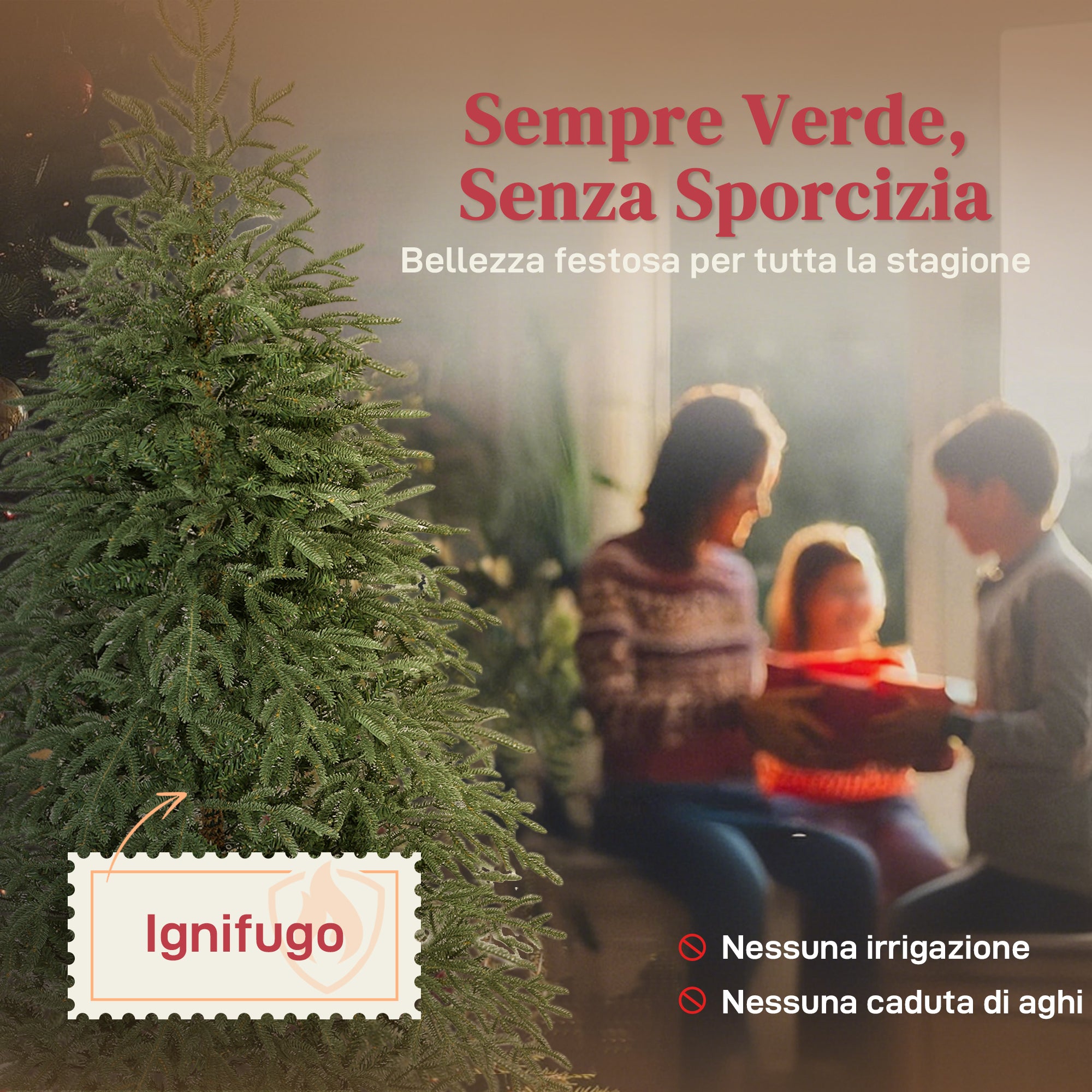 180cm Fireproof Artificial Christmas Tree with 1814 Realistic Branches and Foldable Metal Base