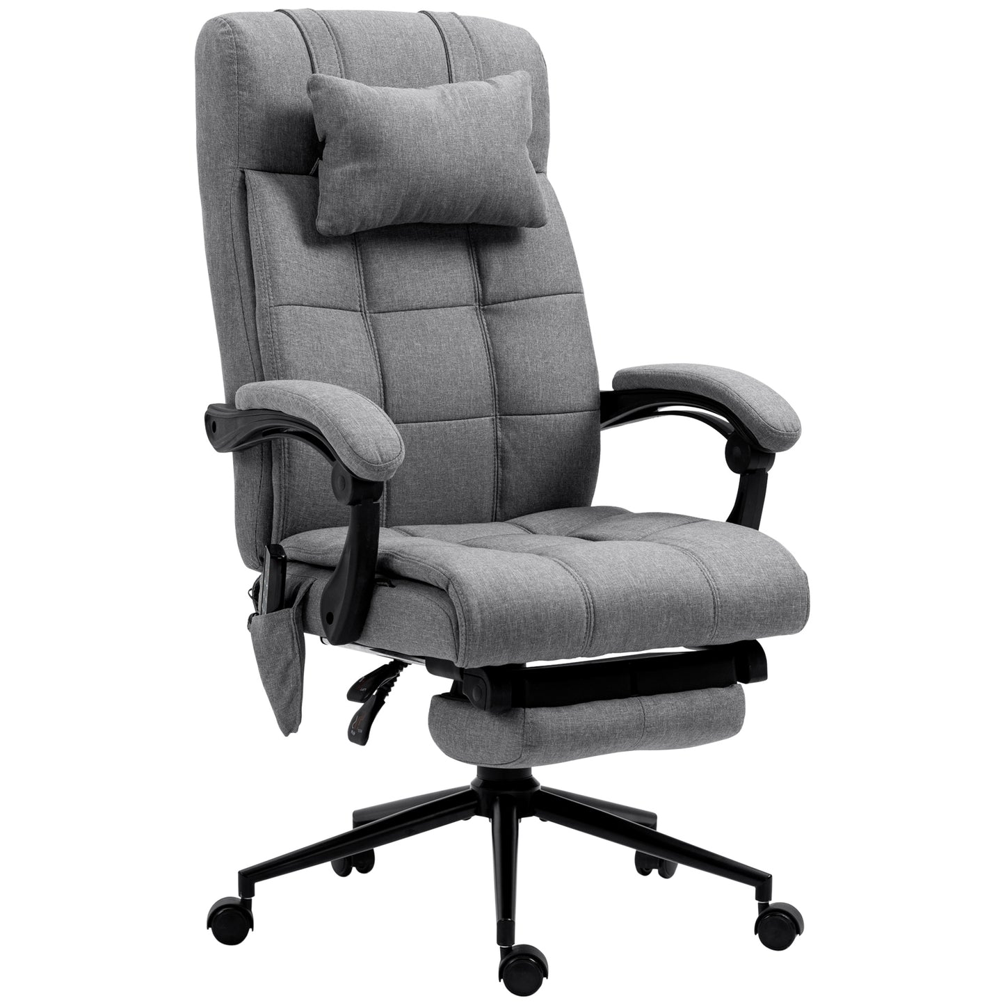 Reclining and Heating Office Chair with 6 Massage Points and 5 Modes, Gray - Borgè