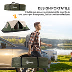 6 Person Camping Tent with 2 Separate Rooms, Polyester and Fiberglass, 450x215x180 cm, Dark Green
