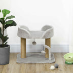 PawHut Cat Tree with Jute Scratching Post, Bed and Balls, 48x38x42 cm, Grey