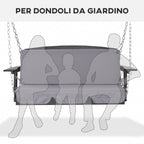 Outdoor Cushions for 3-Seater Garden Swings with Laces, 2 Pieces of 130x45x5 cm, Grey