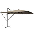 Outsunny 3x3m Off-Center Garden Umbrella with Cross Base and Cover, Aluminum, Khaki