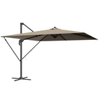 Outsunny 3x3m Off-Center Garden Umbrella with Cross Base and Cover, Aluminum, Khaki