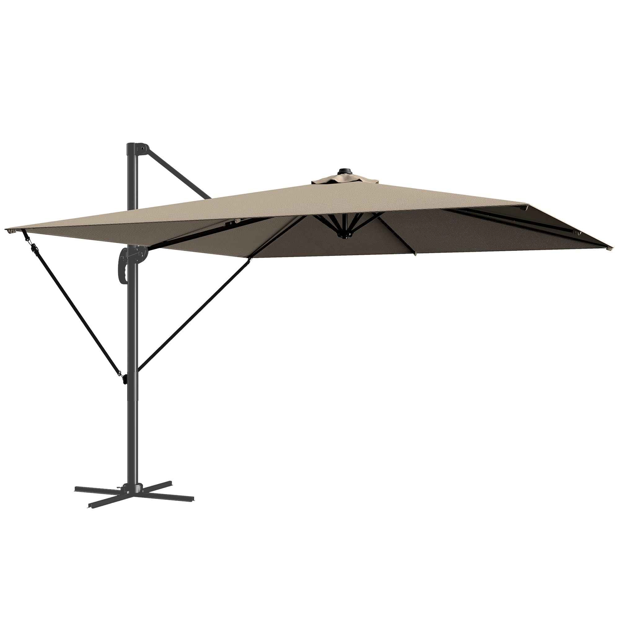Outsunny 3x3m Off-Center Garden Umbrella with Cross Base and Cover, Aluminum, Khaki