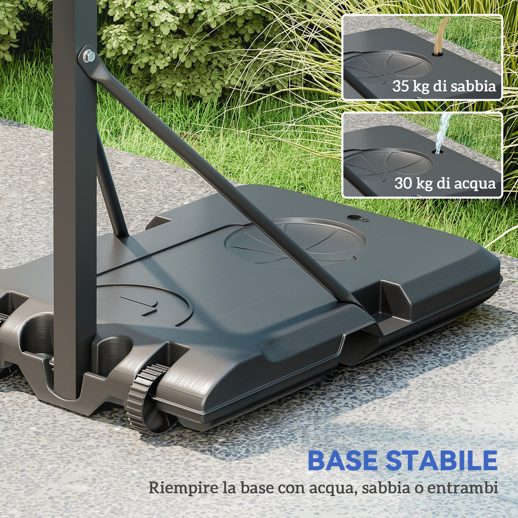 SPORTNOW Adjustable Outdoor Basketball Hoop 146-236cm with Wheels and Fillable Base, Black