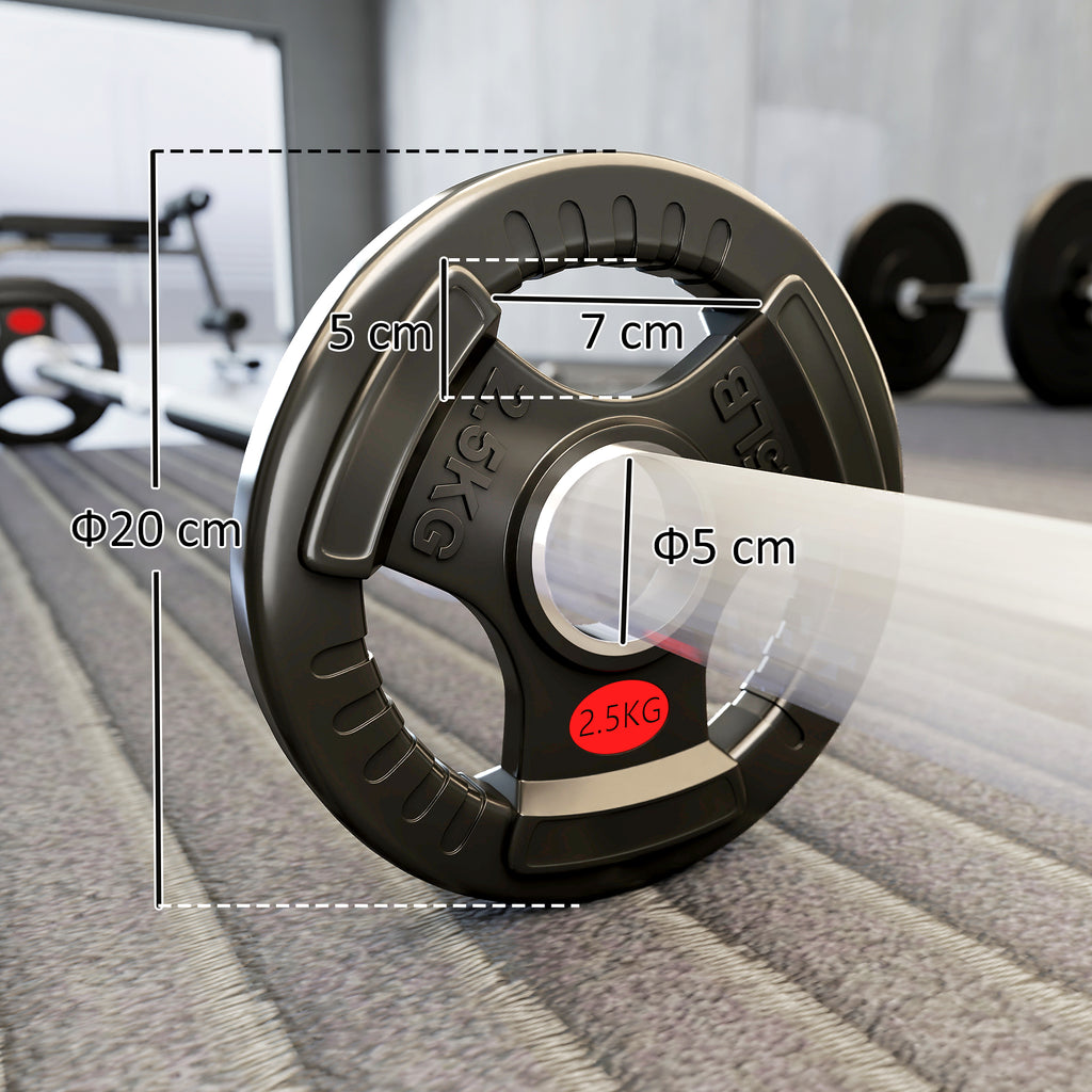 SPORTNOW Set of 2x2.5 kg Weight Plates with 5 cm Hole and 3 Handles, Steel with Plastic Coating, Black