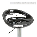 Homcom Set 2 swivel tall bar stools with back and footrest, adjustable height base in steel sitting in black ABS, for dining room and kitchen, 46x41x76-96cm - Borgè