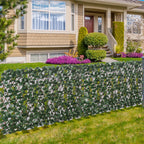 Artificial Hedge with 2 Sections of 356 Ivy Leaves, in Polyester and Rattan, 200x100 cm, Green and Brown