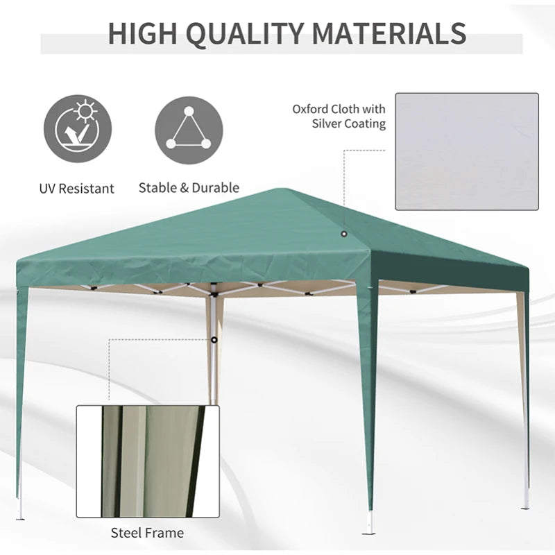 3 x 3M Garden Pop Up Gazebo Height Adjustable Marquee Party Tent Wedding Canopy with Carrying Bag, Green