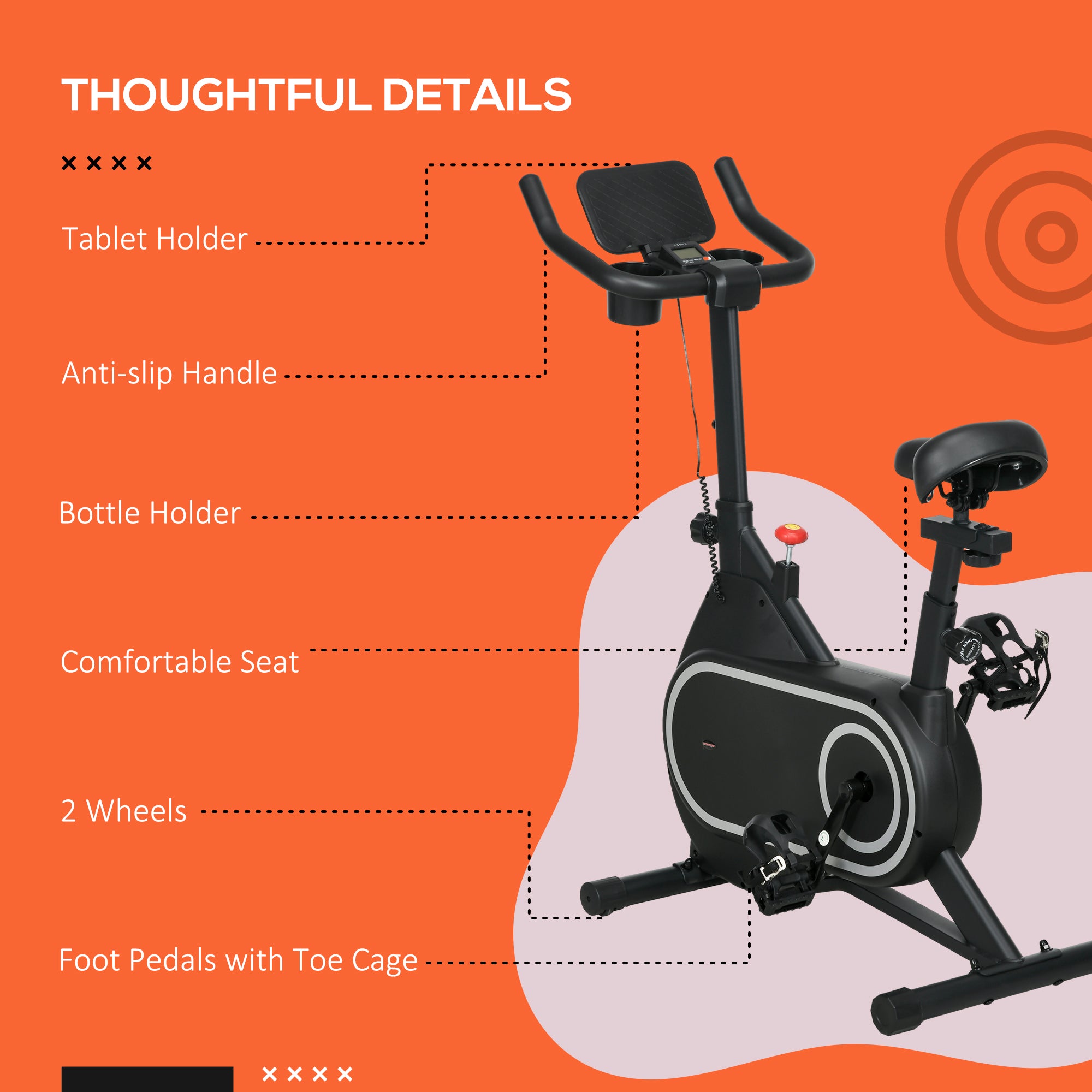 SportNow magnetic bike with 4kg flywheel, adjustable handlebar and saddle, 8 resistance levels - Borgè