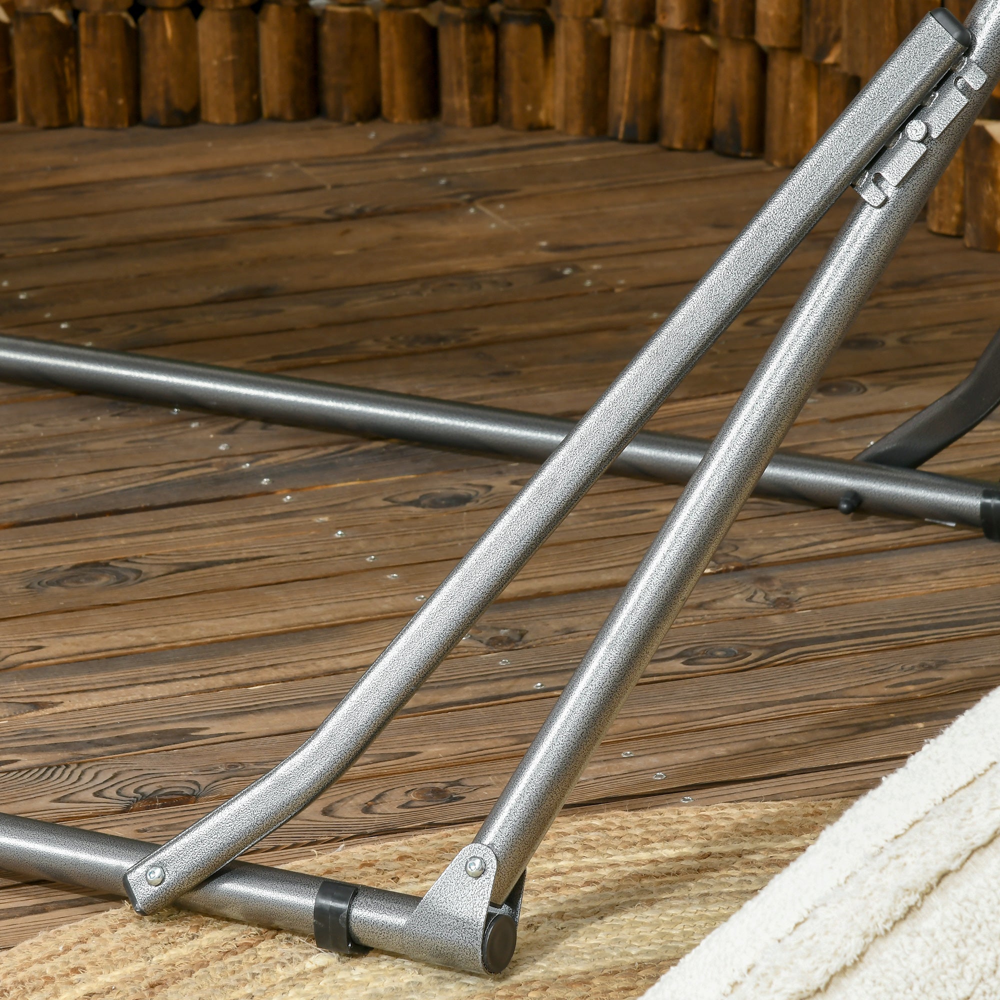 Outsunny Freestanding Hammock with Folding Stand, Cotton Lounger and Steel Frame, Grey