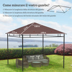 Outsunny 3x3m Garden Gazebo Replacement Roof, 180g/m² Polyester Water Resistant Gazebo Cover with 8 Drainage Holes and Air Vents, Cover Only, 298x295cm, Coffee
