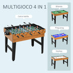 Multigame 4 in 1 Table with Table Football, Billiards, Ping Pong and Table Hockey, 107x61x84.5cm - Borgè