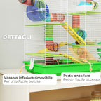 PawHut 5-Story Hamster Cage with Colorful Tubes, Wheel, House and Accessories, 47x30x59 cm, Green