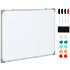 White Rectangular Magnetic Whiteboard with 4 Markers, 1 Eraser and 10 Magnets Included, 90x60x1.8 cm