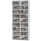 HOMCOM CD and DVD Shelves 18 Compartments Max. Capacity 640 CDs/360 DVDs 430 Blu-rays 78.5 x 24 x 175 cm White